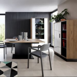 Martin Tall Wide Glazed Display Cabinet With the Walnut and Dark Panel Finish - Display Cabinets - Home Store UK