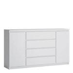 Lake 2 Door 4 Drawer Wide Sideboard in White - Sideboards - Home Store UK