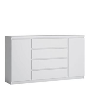 Lake 2 Door 4 Drawer Wide Sideboard in White - Sideboards - Home Store UK