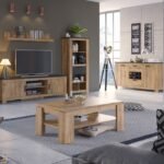 Phillips 2 Door 2 Drawer Sideboard with Wine Rack in Chestnut and Matera Grey - Sideboards - Home Store UK