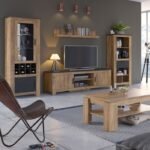 Phillips 2 Door 189cm wide TV Cabinet in Chestnut and Matera Grey - TV Stands - Home Store UK