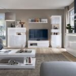 Rea Tall Narrow Display Cabinet (LHD) (including LED lighting) in High Gloss - Display Cabinets - Home Store UK