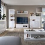 Rea Tall Narrow Display Cabinet (RHD) (including LED lighting) in High Gloss - Display Cabinets - Home Store UK