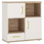 Alice 2 Door 1 Drawer Cupboard with 2 Open Shelves with Lemon Handles - Cupboard - Home Store UK