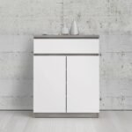 Sydney Sideboard 1 Drawer 2 Doors in Concrete and White High Gloss - Sideboards - Home Store UK