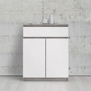Sydney Sideboard 1 Drawer 2 Doors in Concrete and White High Gloss - Sideboards - Home Store UK
