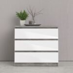 Sydney Chest of 3 Drawers in Concrete and White High Gloss Chest Of Drawer Home Store UK