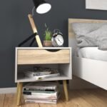 Willow Bedside 1 Drawer in White and Oak (Package of 2.)