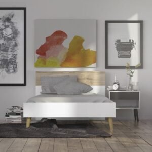 Rome Euro Single Bed in White and Oak