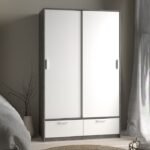 Rope Wardrobe with 2 Doors 2 Drawers in White and Concrete - Wardrobe - Home Store UK