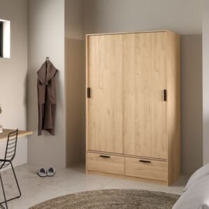 Robe Wardrobe with 2 Doors 2 Drawers in Jackson Hickory Oak - Wardrobe - Home Store UK