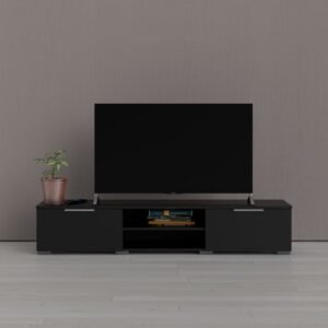Silver TV Unit 2 Drawers 2 Shelf in Black