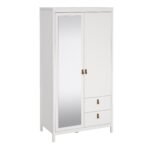 Poppy Wardrobe with 1 Door 1 Mirror Door 2 Drawers in White Wardrobe Home Store UK