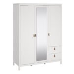 Poppy Wardrobe with 2 Doors 1 Mirror Door 2 Drawers in White Wardrobe Home Store UK