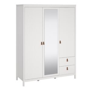Poppy Wardrobe with 2 Doors 1 Mirror Door 2 Drawers in White Wardrobe Home Store UK