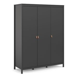 Poppy Wardrobe with 3 Doors in Matt Black