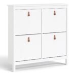 Poppy Shoe Cabinet 4 Flip Down Doors in White - Shoe Storage Cabinets - Home Store UK