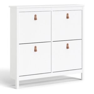 Poppy Shoe Cabinet 4 Flip Down Doors in White - Shoe Storage Cabinets - Home Store UK