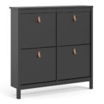 Poppy Shoe Cabinet 4 Flip Down Doors in Matt Black - Shoe Storage Cabinets - Home Store UK