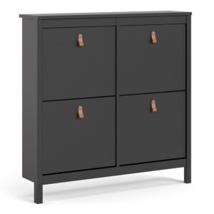 Poppy Shoe Cabinet 4 Flip Down Doors in Matt Black - Shoe Storage Cabinets - Home Store UK