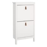 Poppy Shoe Cabinet 2 Flip Down Doors in White - Shoe Storage Cabinets - Home Store UK