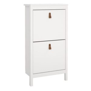 Poppy Shoe Cabinet 2 Flip Down Doors in White - Shoe Storage Cabinets - Home Store UK