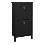 Poppy Shoe Cabinet 2 Flip Down Doors in Matt Black - Shoe Storage Cabinets - Home Store UK