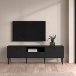 Kenneth TV Unit with 2 Doors 1 Drawer in White/Black - TV Stands - Home Store UK