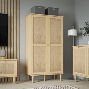 Claire 2 Door Display Cabinet in Rattan - Display Cabinets - Home Store UK