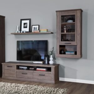 Carol 1 Door Wall Display Cabinet in Tabak Oak - Display Cabinets - Home Store UK