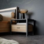 Ben Bedside in Matt Black/Riviera Oak
