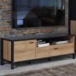 Ben TV Unit in Matt Black/Riviera Oak - TV Stands - Home Store UK