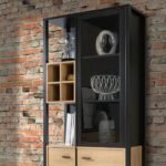 Ben Display Cabinet in Matt Black/Riviera Oak - Display Cabinets - Home Store UK