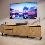Thompson TV Unit in Spica Oak/Matt Black/Bartex Oak - TV Stands - Home Store UK