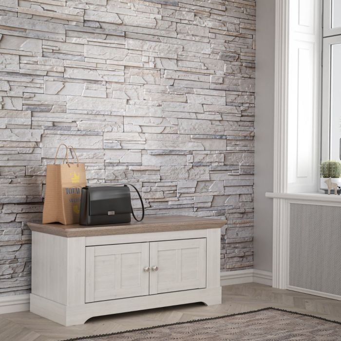 Maddox Storage Bench in Oak Nelson/Snowy Oak - Bench - Home Store UK Maddox Storage Bench in Oak Nelson/Snowy Oak - Bench - Home Store UK