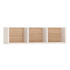 Alice 70cm Sectioned Wall Shelf in Light Oak and White High Gloss - Wall Shelf - Home Store UK