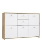 Smith Storage Cabinet with 2 Drawers and 5 Doors in Artisan Oak/White Chest of Drawer Home Store UK