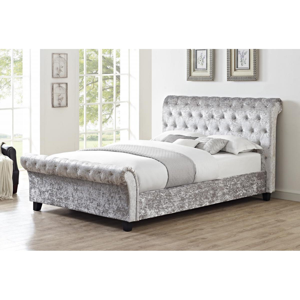 Anfa HFE Crushed Velvet Double Bed Grey - Clearance - Home Store UK Anfa HFE Crushed Velvet Double Bed Grey - Clearance - Home Store UK