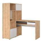 Lilly Corner Desk with Bookcase Jackson Hickory/White - Desk - Home Store UK