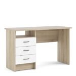 Lilly Oak Desk 3 White Drawers - Desk - Home Store UK
