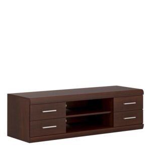 Houston Wide 4 Drawer TV Cabinet in Dark Mahogany Melamine