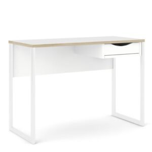 Lilly Desk 1 Drawer in White with Oak Trim - Desk - Home Store UK