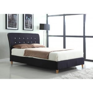 Elena Linn Double Bed Black with White Piping - Clearance - Home Store UK