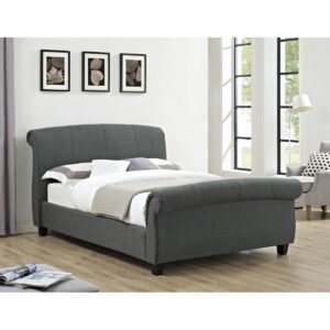 Amelia Linen Fabric Double Bed Grey