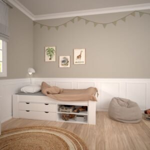 Perry For Kids Single Bed in Whitewash Grey Brown Lacquered - Kids Room - Home Store UK
