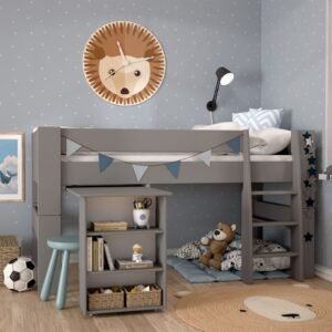 Perry For Kids Mid Sleeper in Grey - Kids Room - Home Store UK