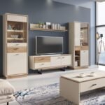 Gray 2 Door 1 Drawer Display Cabinet in Grey and Oak - Display Cabinets - Home Store UK