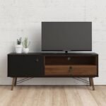 Stevens TV Unit 1 Door 1 Drawer in Matt Black Walnut - TV Stands - Home Store UK