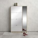 Walsh Shoe Cabinet 4 Flip Down Doors and 2 layers 1 Mirror Door Oak structure - Shoe Storage Cabinets - Home Store UK