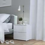 Stewart Bedside in White/White High Gloss Bedside Cabinet Home Store UK